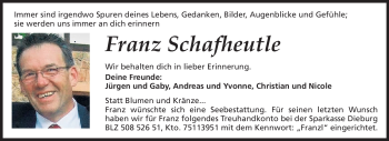 Traueranzeige von Franz Schafheutle von Echo-Zeitungen (Gesamtausgabe)