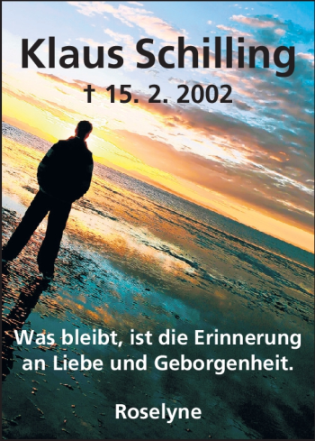 Traueranzeige von Klaus Schilling von Echo-Zeitungen (Gesamtausgabe)