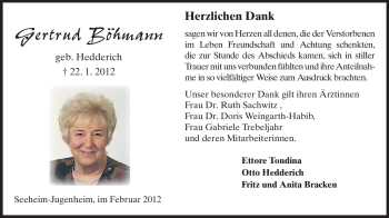Traueranzeige von Gertrud Böhmann von Echo-Zeitungen (Gesamtausgabe)