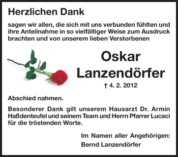 Traueranzeige von Oskar Lanzendörfer von Rüsselsheimer Echo, Groß-Gerauer-Echo, Ried Echo