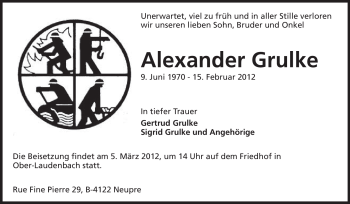 Traueranzeige von Alexander Grulke von Starkenburger Echo