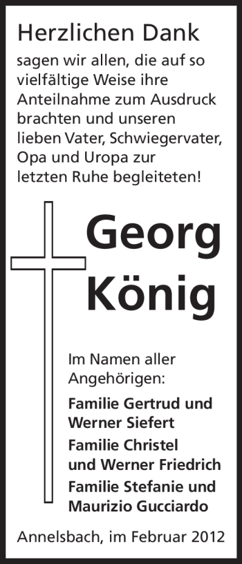 Traueranzeige von Georg König von Odenwälder Echo