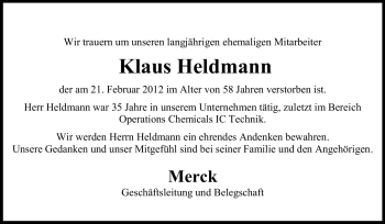 Traueranzeige von Klaus Heldmann von Echo-Zeitungen (Gesamtausgabe)