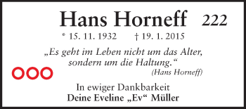 Traueranzeige von Hans Horneff von Echo-Zeitungen (Gesamtausgabe)