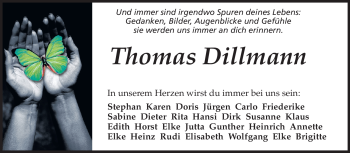 Traueranzeige von Thomas Dillmann von Darmstädter Echo, Odenwälder Echo, Rüsselsheimer Echo, Groß-Gerauer-Echo, Ried Echo