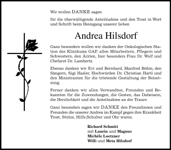 Traueranzeige von Andrea Hilsdorf von Starkenburger Echo