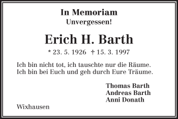 Traueranzeige von Erich Barth von Starkenburger Echo
