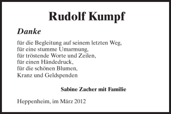 Traueranzeige von Rudolf Kumpf von Starkenburger Echo