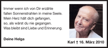 Traueranzeige von Karl  von Odenwälder Echo