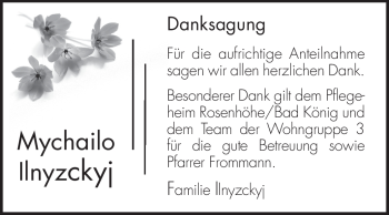 Traueranzeige von Mychailo Ilnyzckyj von Odenwälder Echo