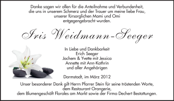 Traueranzeige von Iris Weidmann-Seeger von Echo-Zeitungen (Gesamtausgabe)