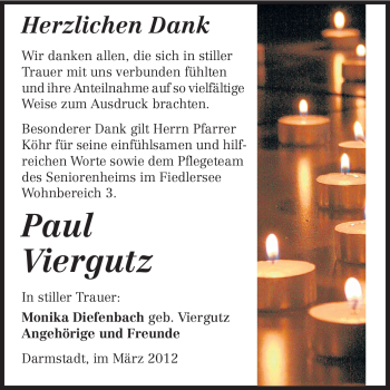 Traueranzeige von Paul Viergutz von Darmstädter Echo, Odenwälder Echo, Rüsselsheimer Echo, Groß-Gerauer-Echo, Ried Echo
