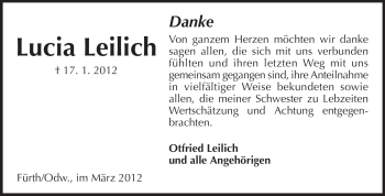 Traueranzeige von Lucia Leilich von Starkenburger Echo