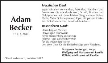 Traueranzeige von Adam Becker von Starkenburger Echo