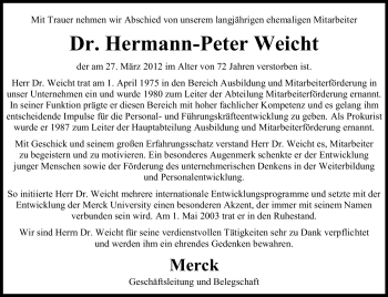Traueranzeige von Hermann-Peter Weicht von Echo-Zeitungen (Gesamtausgabe)