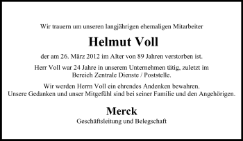 Traueranzeige von Helmut Voll von Echo-Zeitungen (Gesamtausgabe)