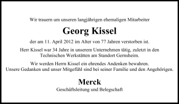 Traueranzeige von Georg Kissel von Rüsselsheimer Echo, Groß-Gerauer-Echo, Ried Echo