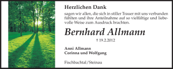 Traueranzeige von Bernhard Allmann von Darmstädter Echo, Odenwälder Echo, Rüsselsheimer Echo, Groß-Gerauer-Echo, Ried Echo