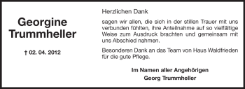Traueranzeige von Georgine Trummheller von Odenwälder Echo