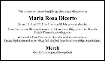 Traueranzeige von Maria Rosa Dicerto von Echo-Zeitungen (Gesamtausgabe)