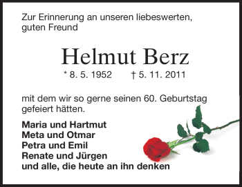 Traueranzeige von Helmut Berz von Rüsselsheimer Echo, Groß-Gerauer-Echo, Ried Echo