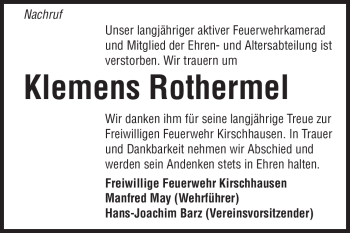 Traueranzeige von Klemens Rothermel von Starkenburger Echo