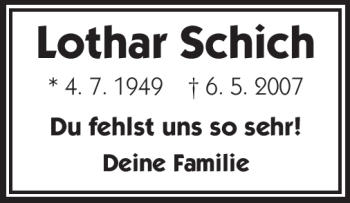Traueranzeige von Lothar Schich von Echo-Zeitungen (Gesamtausgabe)