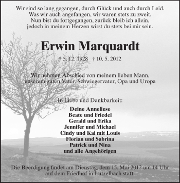 Traueranzeige von Erwin Marquardt von Odenwälder Echo