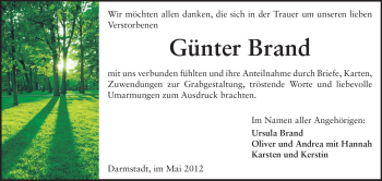 Traueranzeige von Günter Brand von Echo-Zeitungen (Gesamtausgabe)
