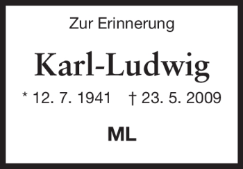 Traueranzeige von Karl-Ludwig  von Echo-Zeitungen (Gesamtausgabe)
