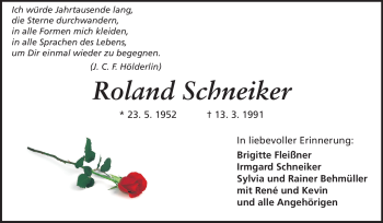 Traueranzeige von Roland Schneiker von Rüsselsheimer Echo, Groß-Gerauer-Echo, Ried Echo