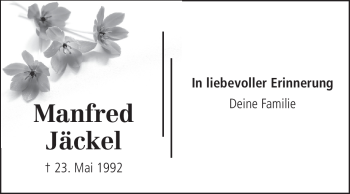 Traueranzeige von Manfred Jäckel von Starkenburger Echo