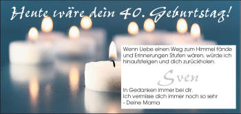 Traueranzeige von Sven Sauerwein von Echo-Zeitungen (Gesamtausgabe)