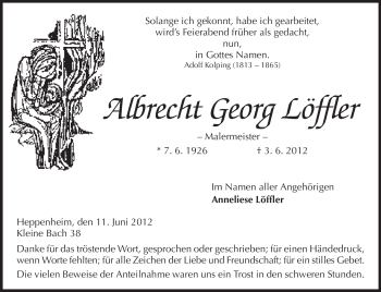 Traueranzeige von Albrecht Georg Löffler von Starkenburger Echo