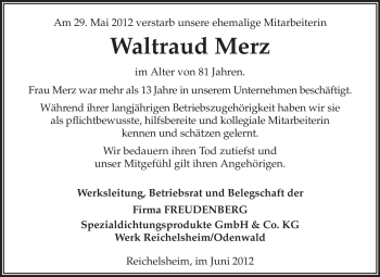 Traueranzeige von Elsbeth Hupp von Odenwälder Echo