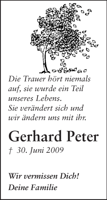 Traueranzeige von Gerhard Peter von Rüsselsheimer Echo, Groß-Gerauer-Echo, Ried Echo