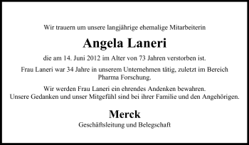 Traueranzeige von Angela Laneri von Echo-Zeitungen (Gesamtausgabe)