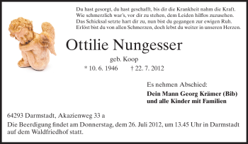 Traueranzeige von Ottilie Nungesser von Echo-Zeitungen (Gesamtausgabe)