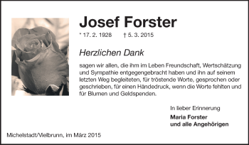Traueranzeige von Josef Forster von Odenwälder Echo