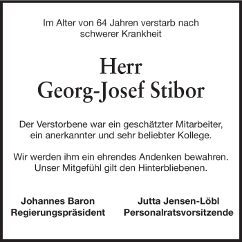 Traueranzeige von Georg-Josef Stibor von Echo-Zeitungen (Gesamtausgabe)
