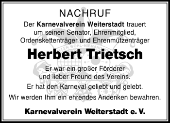Traueranzeige von Herbert Triesch von Echo-Zeitungen (Gesamtausgabe)