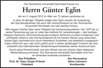 Traueranzeige von Günter Eglin von Echo-Zeitungen (Gesamtausgabe)