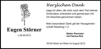 Traueranzeige von Eugen Störner von Echo-Zeitungen (Gesamtausgabe)