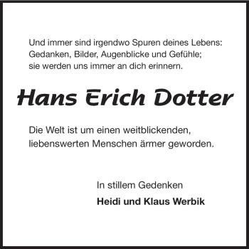 Traueranzeige von Hans Erich Dotter von Echo-Zeitungen (Gesamtausgabe)