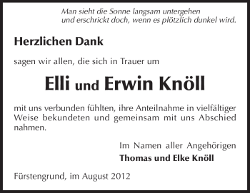 Traueranzeige von Elli Knöll von Odenwälder Echo
