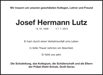 Traueranzeige von Josef Hermann Lutz von Rüsselsheimer Echo, Groß-Gerauer-Echo, Ried Echo