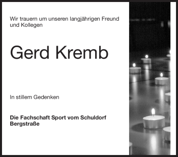 Traueranzeige von Gerd Kremb von Echo-Zeitungen (Gesamtausgabe)