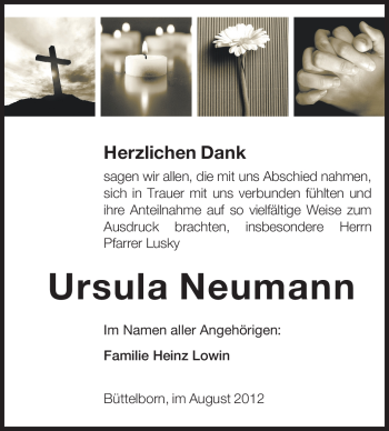 Traueranzeige von Ursula Neumann von Rüsselsheimer Echo, Groß-Gerauer-Echo, Ried Echo