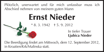 Traueranzeige von Ernst Nieder von Echo-Zeitungen (Gesamtausgabe)
