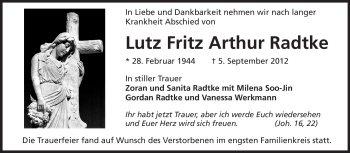 Traueranzeige von Lutz Fritz Arthur Radtke von Darmstädter Echo, Odenwälder Echo, Rüsselsheimer Echo, Groß-Gerauer-Echo, Ried Echo